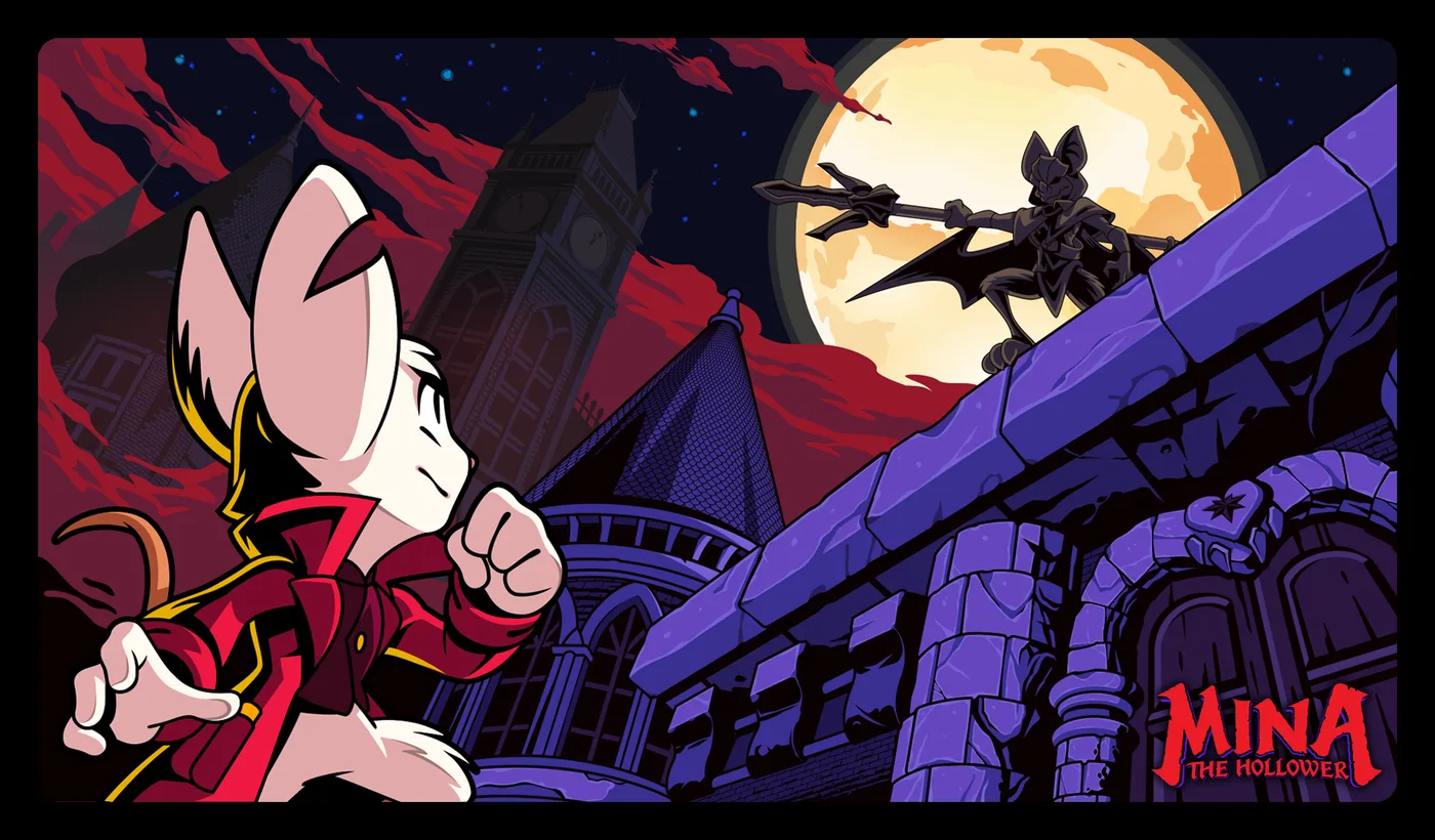 Mina standing beside a large monster encounter